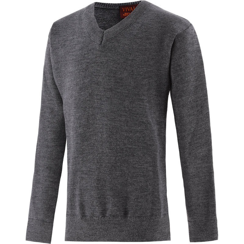 50% Wool V-Neck Jumper (Grey)