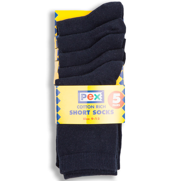 (5 Pk) Boys Short Socks (Navy)
